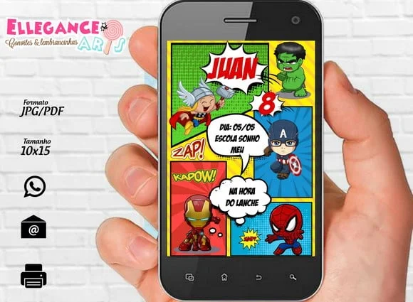 Convite Digital Os Vingadores