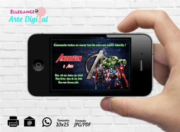 Convite Digital Os Vingadores