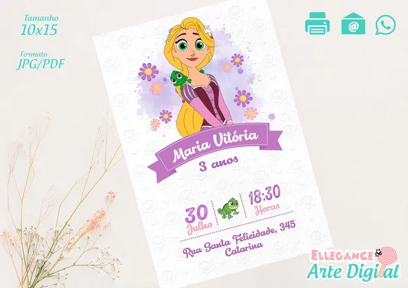 Convite Digital Rapunzel