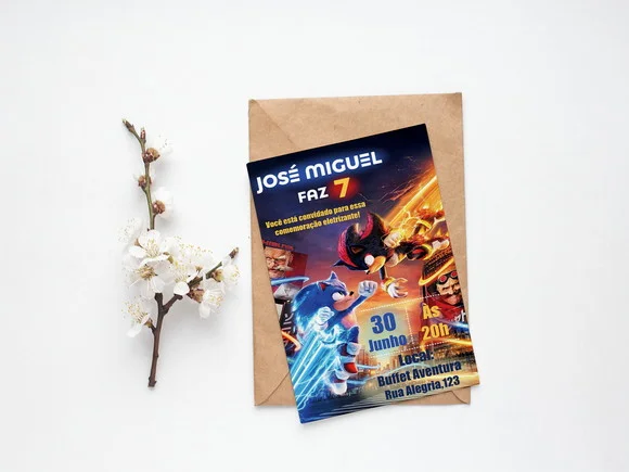 Convite Digital Personalizado Sonic Filme