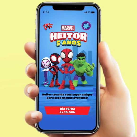 Convite Digital Spidey e Seus Amigos Espetaculares