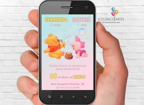 Convite Digital Ursinho Pooh