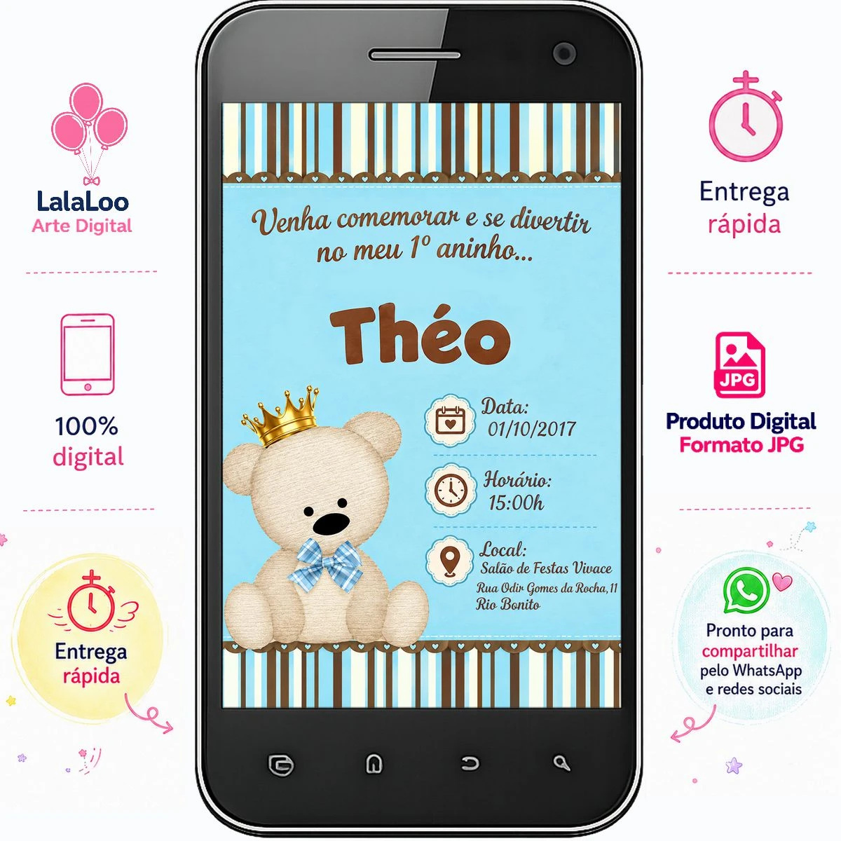 Convite Digital Urso Príncipe