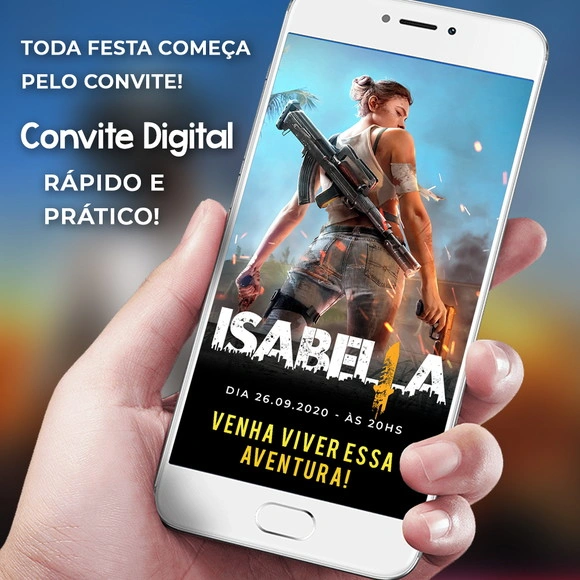 Convite de Aniversário Infantil virtual Free Fire