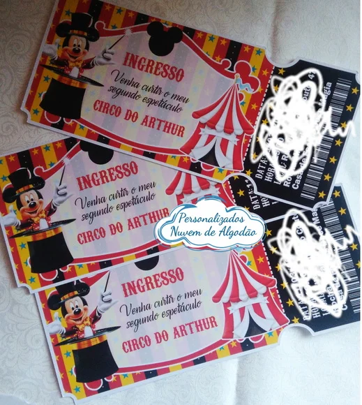 Convite Ingresso - Circo do Mickey