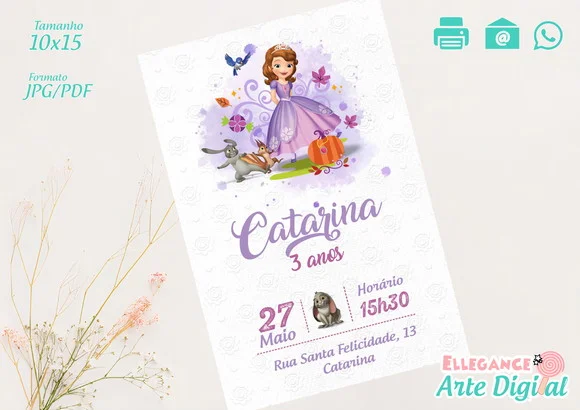 Convite Digital Princesinha Sofia