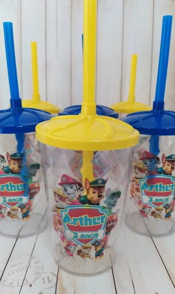 Copo Twister com Canudo Patrulha Canina