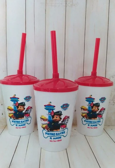 Copo Twister com Canudo Patrulha Canina