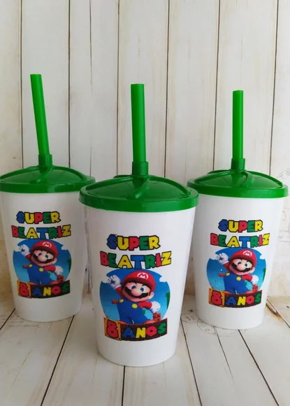 Copo Twister com Canudo Super Mario Menina