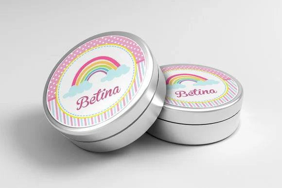 Adesivo Personalizado Latinha Arco-íris Menina