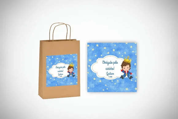 Adesivo Personalizado Sacola Pequeno Príncipe (12 Unidades)