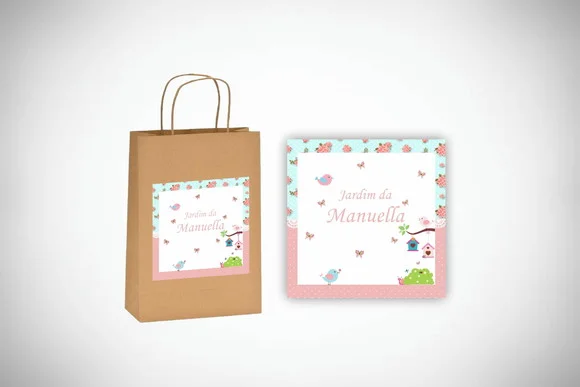 Adesivo Personalizado Sacolinha Jardim (12 Unidades)