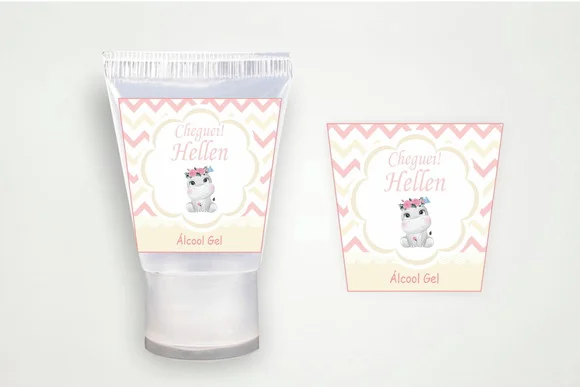Etiqueta Personalizada Álcool Gel Hipopótamo Baby