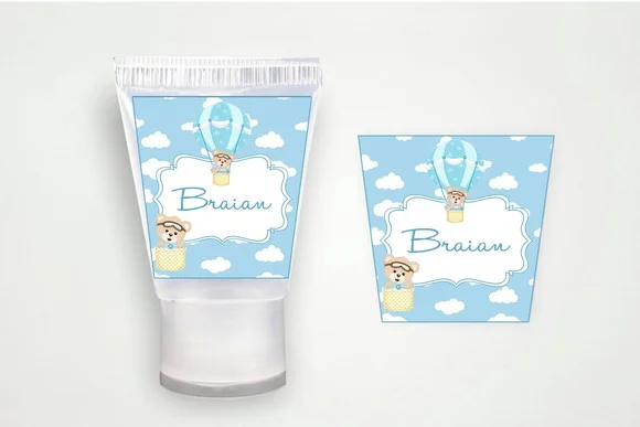 Etiqueta Personalizada Bisnaga Álcool Gel Ursinho Baloeiro