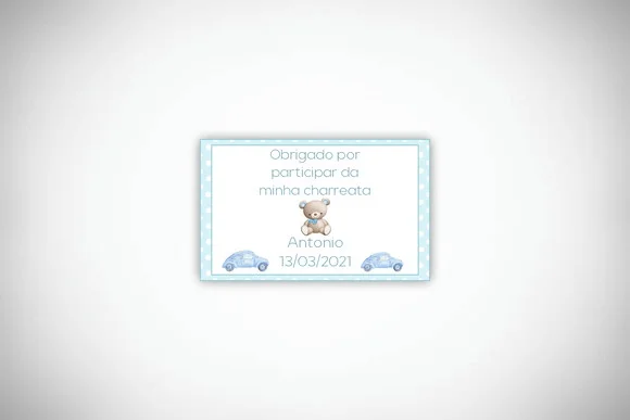 Tag Personalizada Ursinho e Carrinho