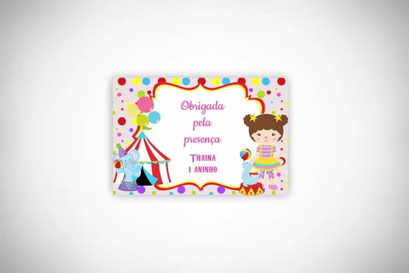 Tag Personalizada Circo Rosa (30 Unidades)