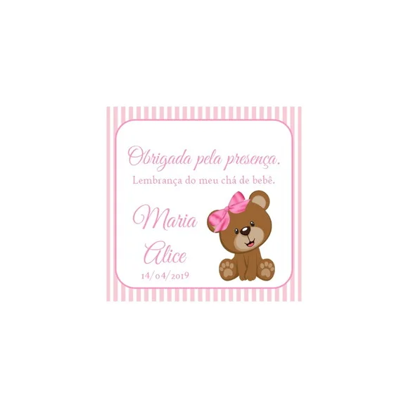 Tag Quadrada Personalizada Ursinha
