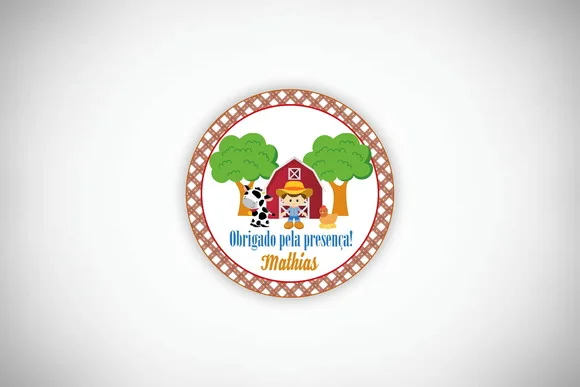 Tag Personalizada Fazendinha (30 Unidades)