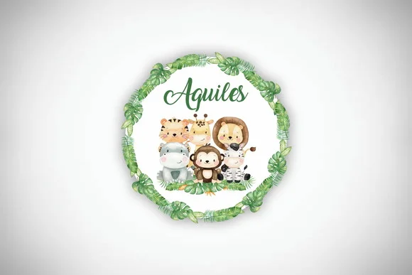 Tag Personalizada Maternidade Safari Baby Aquarela