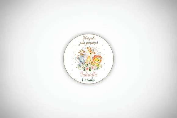 Tag Personalizada Safari Rosa Aquarela