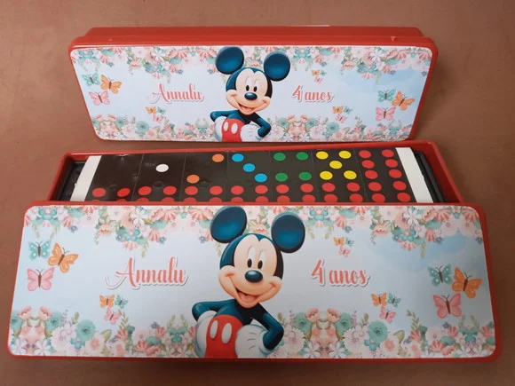Domino Personalizado Mickey e Minnie Jardim Encantado