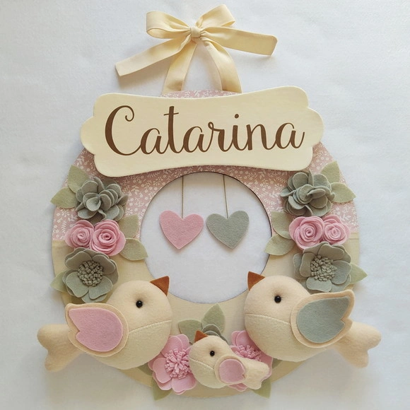 Encomenda Susanne Guirlanda Passar. Cinza e Rosa 3 Filhotes