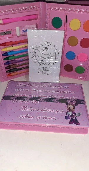 Estojo de Pintura Aquarela Minie Rosa