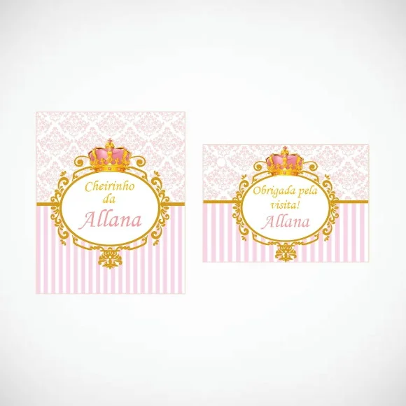 Etiqueta Álcool Gel e Tag Realeza Rosa (15 Unidades)