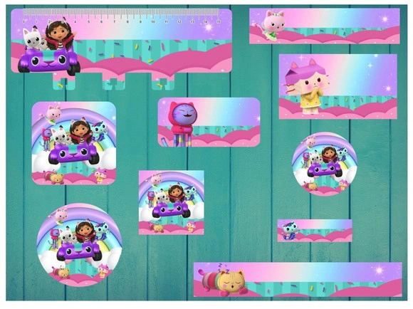 Etiqueta Escolar Digital a Casa Mágica de Gabby