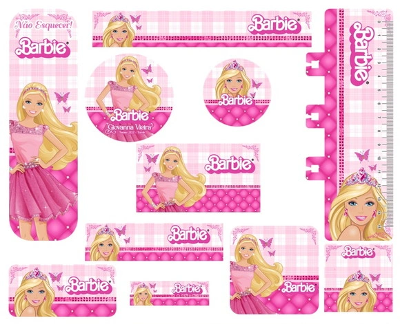 Etiqueta Escolar Digital Barbie