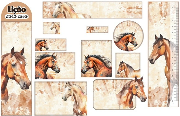 Etiqueta Escolar Digital Cavalo