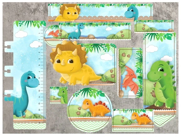 Etiqueta Escolar Digital Dinossauro