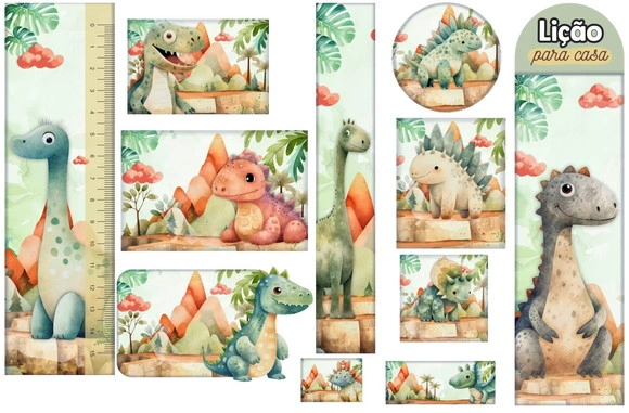 Etiqueta Escolar Digital Dinossauros