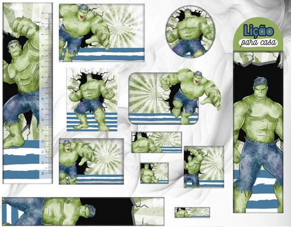 Etiqueta Escolar Digital Hulk