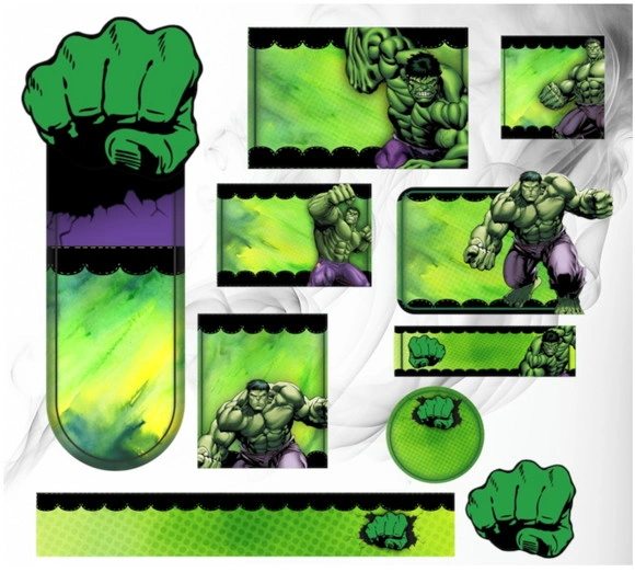 Etiqueta Escolar Digital Hulk