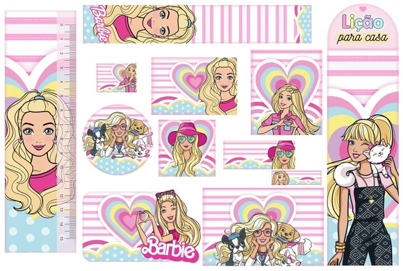 Etiqueta Escolar Digital Menina Barbie