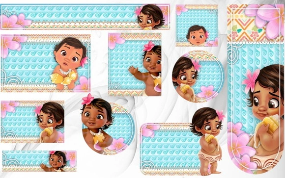 Etiqueta Escolar Digital Moana Baby