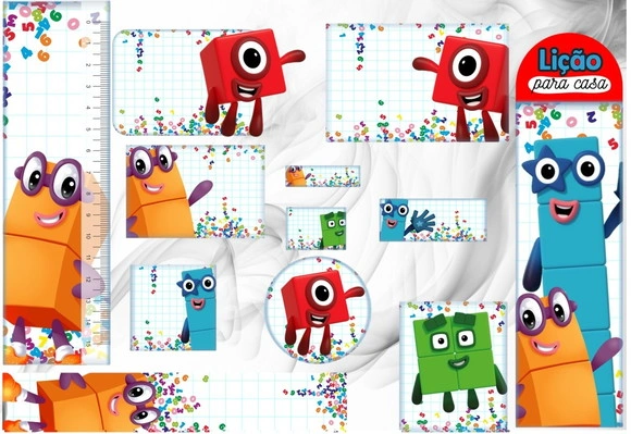 Etiqueta Escolar Digital Number Bloks