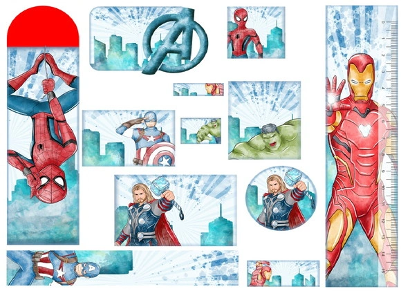 Etiqueta Escolar Digital Vingadores