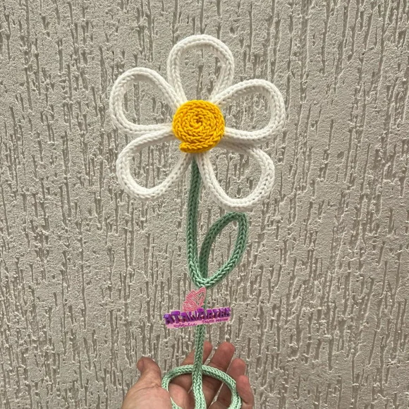 Lembrancinha Flor centro de mesa e Porta Retrato Personalizado em Tricotin com 05 Unidades