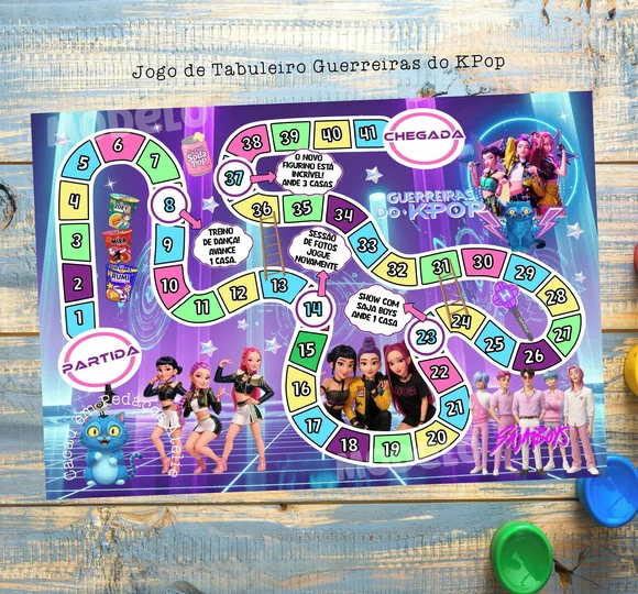 Guerreiras do Kpop Jogo de Tabuleiro Lembrancinha Personaliz