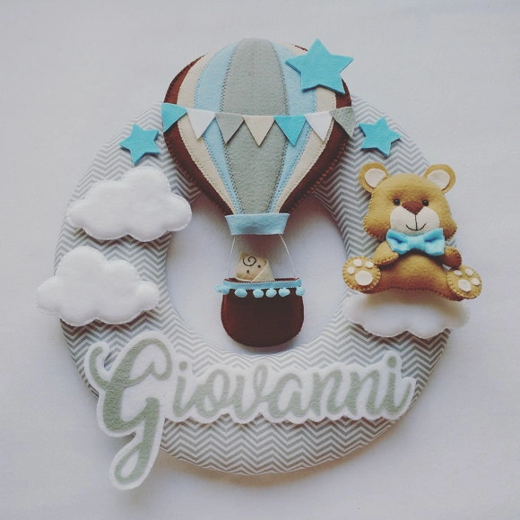 Guirlanda Porta de Maternidade Balão e Ursinho - Giovanni