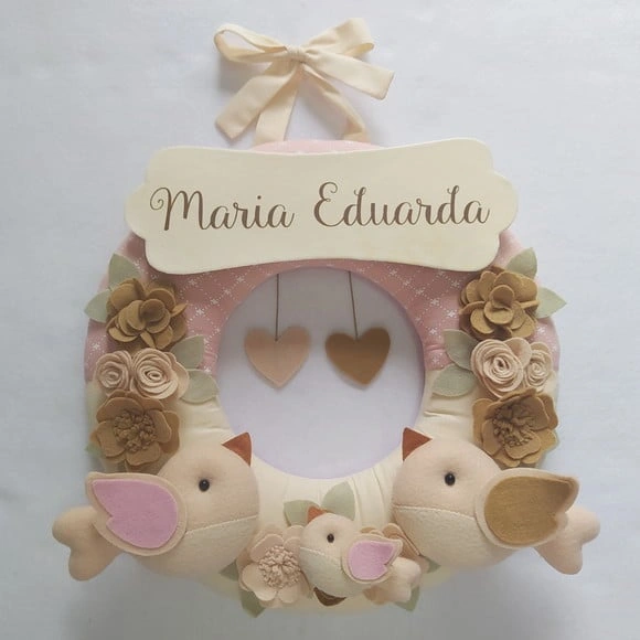 Guirlanda Porta de Maternidade Passarinhos - Maria Eduarda