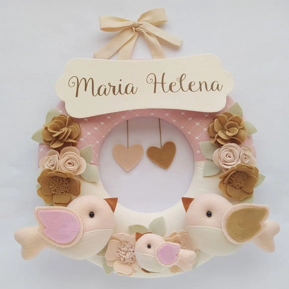 Guirlanda Porta de Maternidade Passarinhos Maria Helena