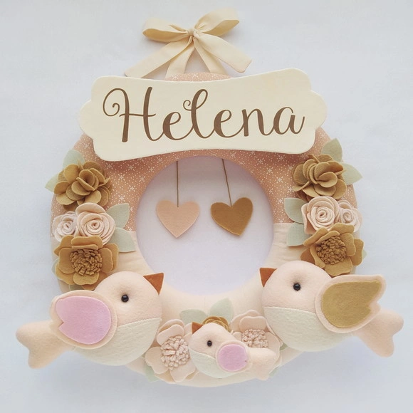 Guirlanda Porta de Maternidade Passarinhos Nude - Helena
