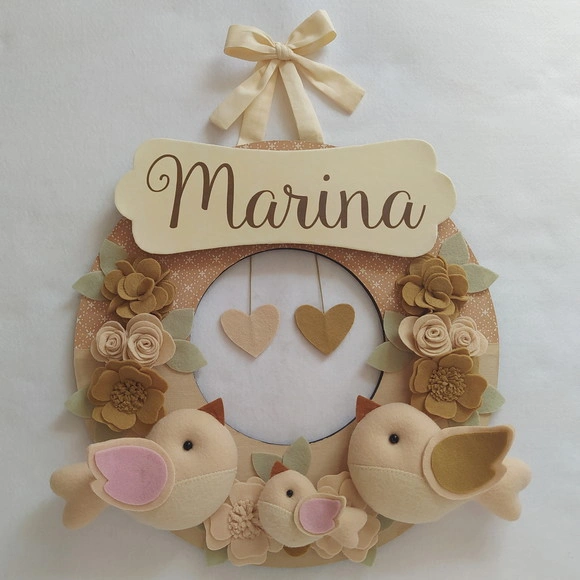 Guirlanda Porta de Maternidade Passarinhos Nude - Marina