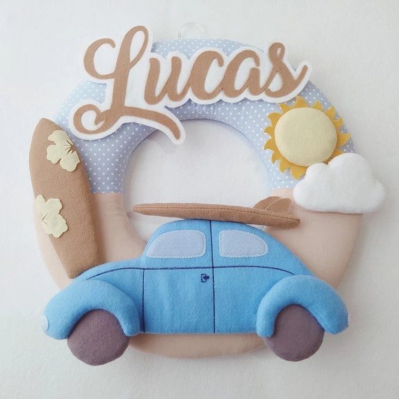 Guirlanda Surf ou Praia: Prancha, Fusca, Sol e Nuvem - Lucas