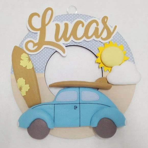 Guirlanda Surf Praia: Prancha, Fusca, Sol e Nuvem - Lucas