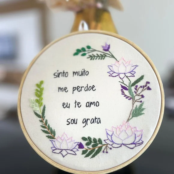 Ho Oponopono Flor de Lotus - Bordado em Bastidor