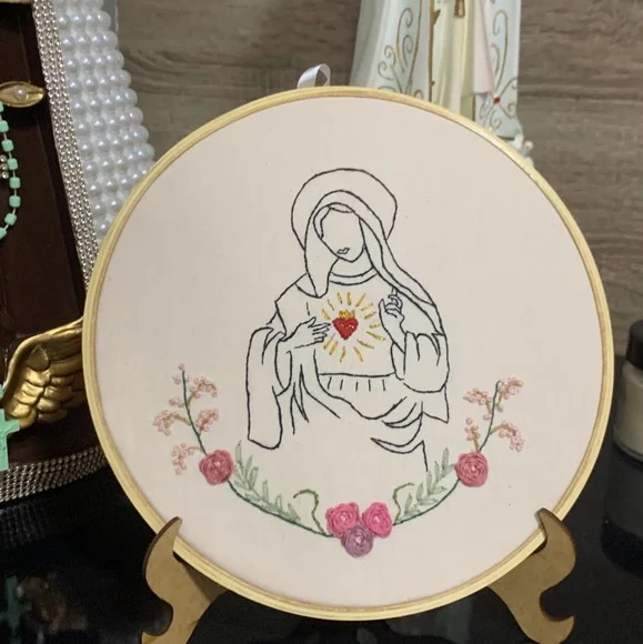 Imaculado Coração de Maria - Bordado em Bastidor